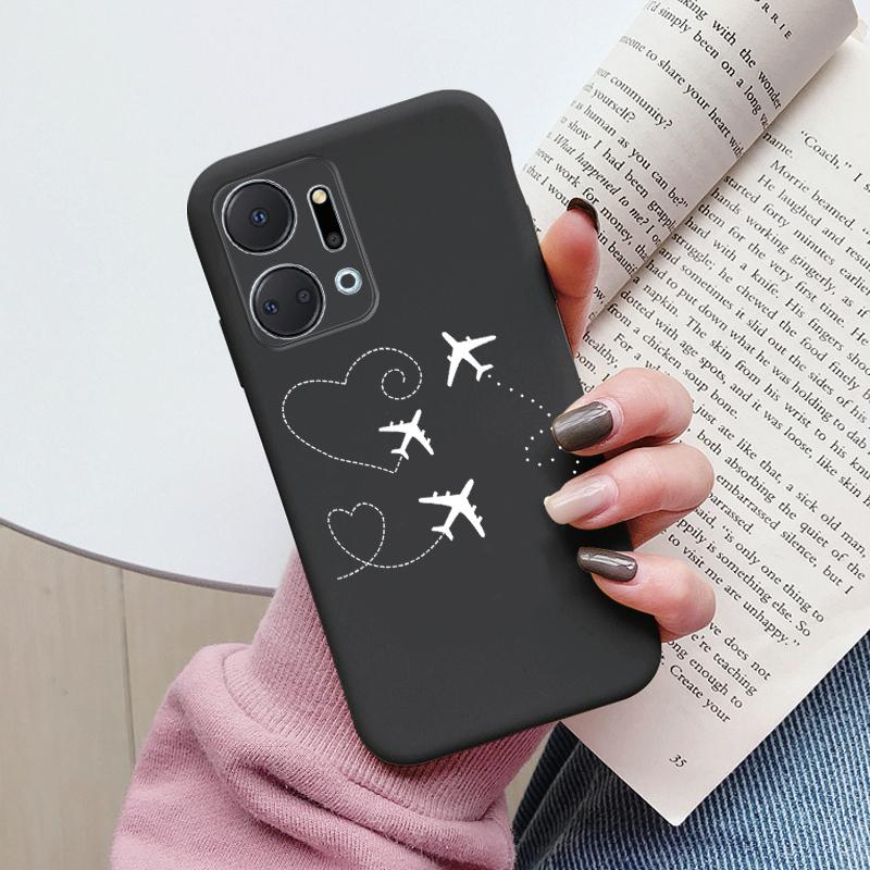 Case For Honor X7a 6.75 inch Cute Heart Flower Back Cover Soft Silicone Matte Protective Funda For Honor X7b X7c X7d X8b X8c TPU