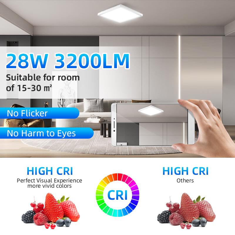 Dimbare LED-taklamper Moderne panellys med bakgrunnsbelysning Fjernkontroll 220V taklampe for hjemmebelysning