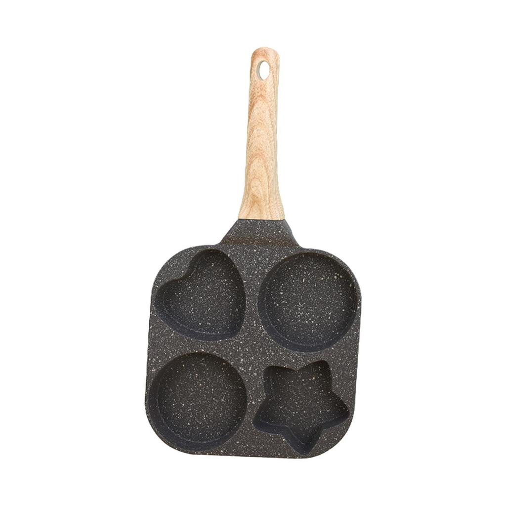 Omelet Pan Breakfast Maker Heat Resistant Handle 4 Holes Divided Grill Frying