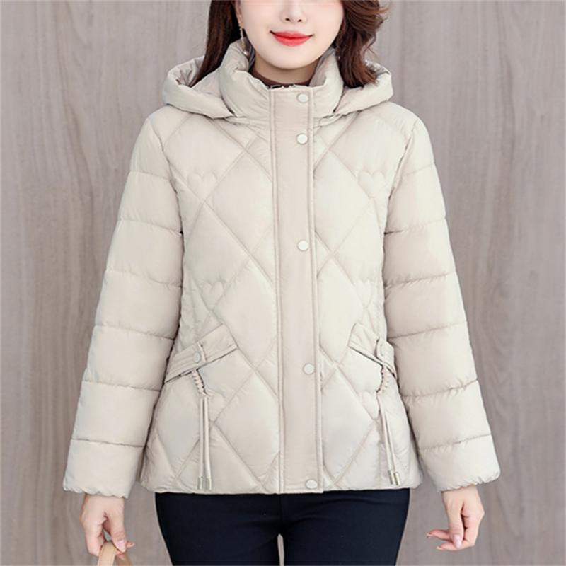 

Женское хлопковое короткое пальто с подкладкой, женская куртка-парка, осенне-зимняя женская верхняя одежда, теплые утолщенные куртки с кисточками, карманами и капюшоном L бежевый