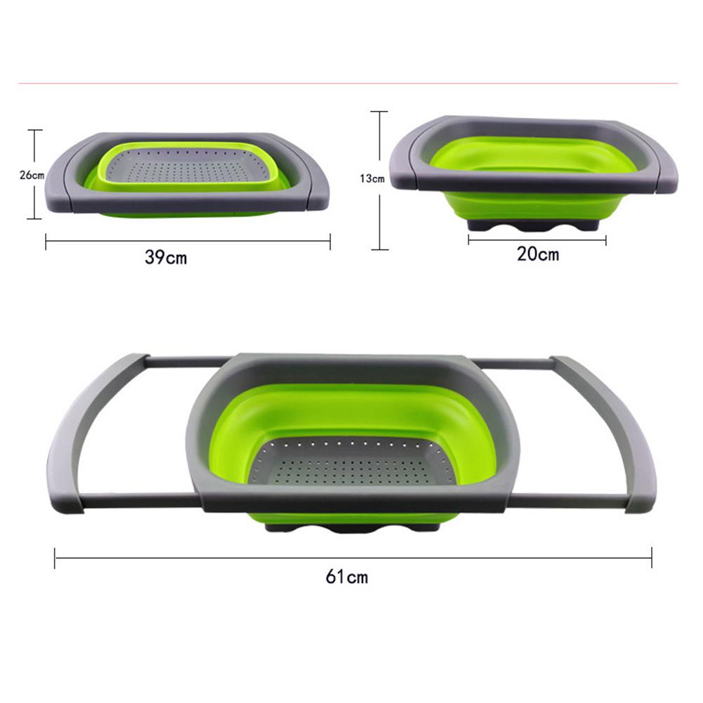 Square Stretchable Draining Basket Colander Kitchen Retractable Strainer Vegetable Storage Rack