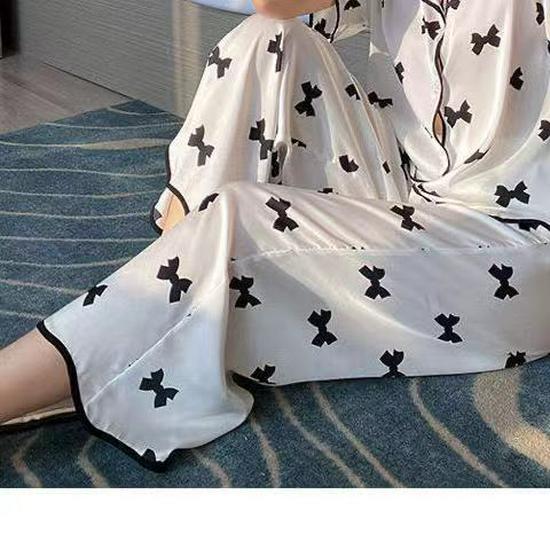 

Women s Summer Ice Silk Three-Piece Set - Cute Student Dormitory Homewear M [Recommended 75-95 jin]