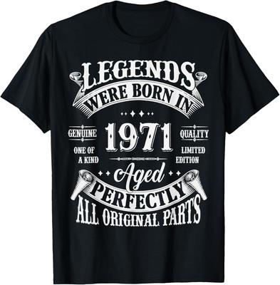55th Birthday Tee 55 Years Old Vintage Legends Born In 1971 TShirt Print Cotton Design Gifts T Shirts Streetwear Camisas