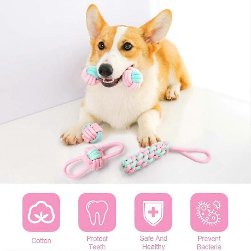 Seil Hundespielzeug, 4 Stück Unzerstörbare Hundespielzeuge für Welpen & kleine Hunde, Kauspielzeuge Zahntrainingsspielzeug Interaktives Spielzeug - Natürliche Baumwolle (Seilspielzeug - 4 Stück)