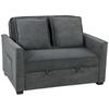 Sofa Bed, 3-in-1, 2-Seater, Adjustable Backrest, Side Pockets, 2 Pillows, Dark Gray
