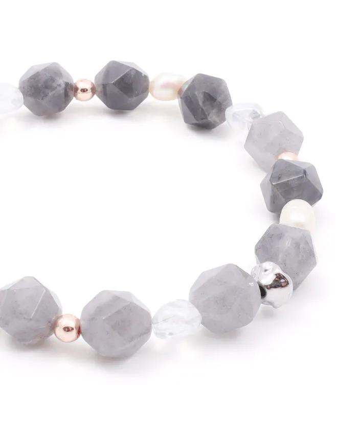 Grey Aventuri & Pearl Mix Bracelet (PLT-BR-093_BR)