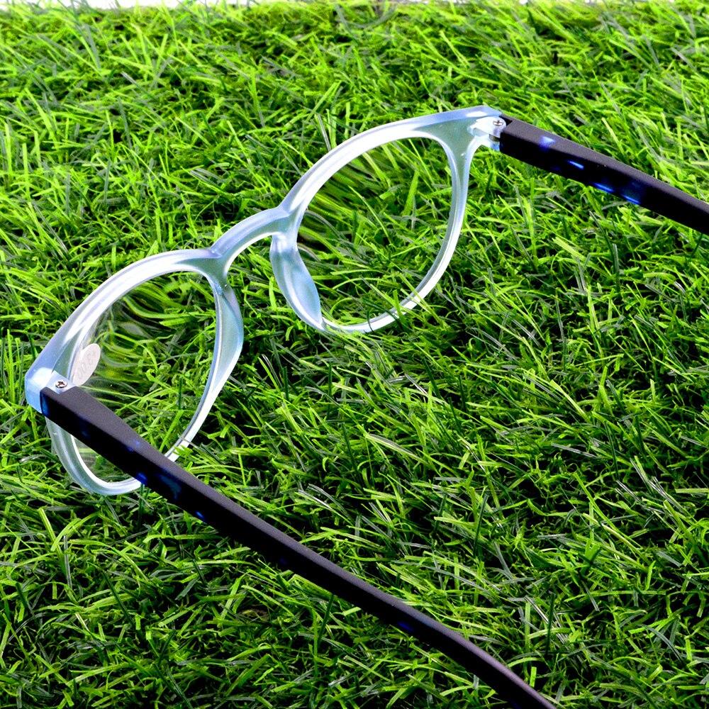 Синие классические модные круглые очки для чтения с пружинными шарнирами TR90 в стиле — фото 3