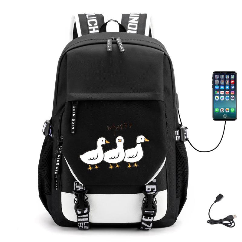 Multifunctional Goose Backpack Large Capacity Student Bag Leisure Travel Usb Computer Bag