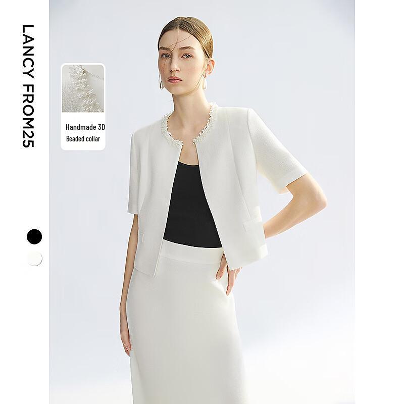 

Langzi Elegant Rhinestone Short Sleeve Top M