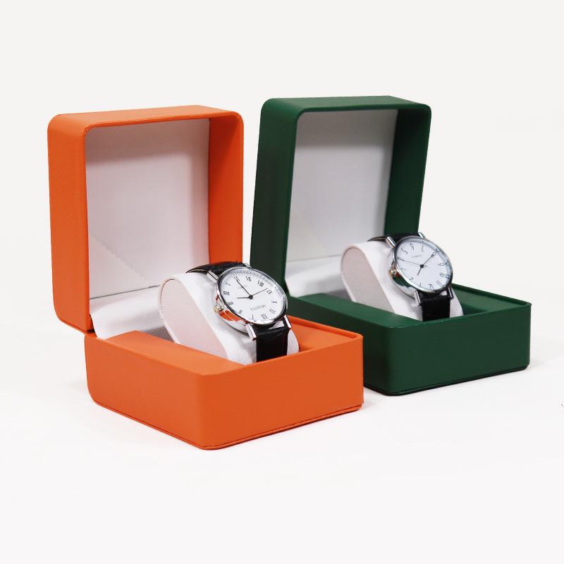 Round Corner PU Leather Flip-Top Watch Display Box