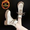 New Gothic Style Chunky Platform White Women Ankle Boots Big Size 42 Elegant Plush Walking Comfy Woman Boots D433