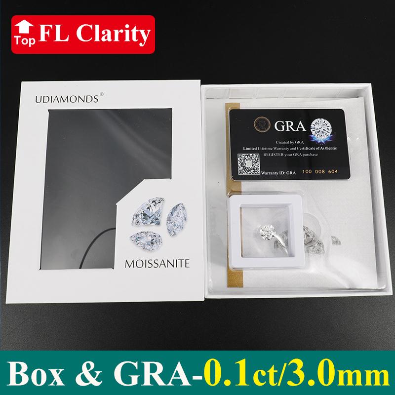 [ 3EX & FL ] New Package 0.1-30ct Super White D Color 3EX Cut FL Clarity Moissanite Loose Stone Pass Diamond Tester with GRA 3EX-FL-Box