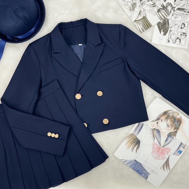 

Комплект костюма в японском школьном стиле JK, двубортный блейзер темно-синего цвета с длинными рукавами M