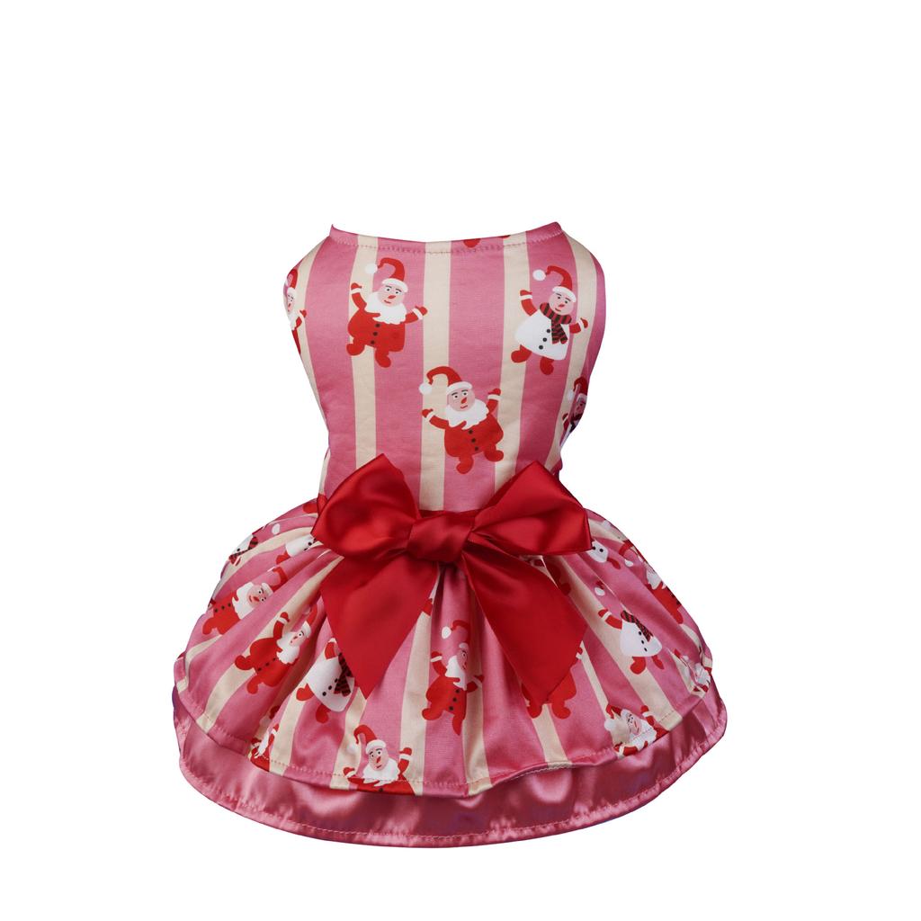 Adjustable Snowflake Pattern Princess Dress Christmas Holiday Personalized Printed Pet Clothes Christmas Party Decorations
