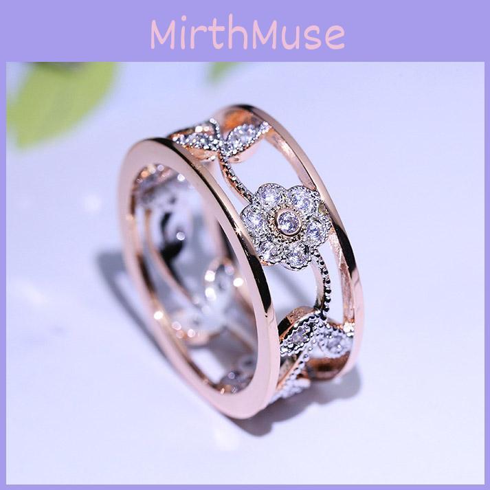 Elegant Women Classics Fashion Flower Plating Zircon Wedding Ring For Timeless Beauty