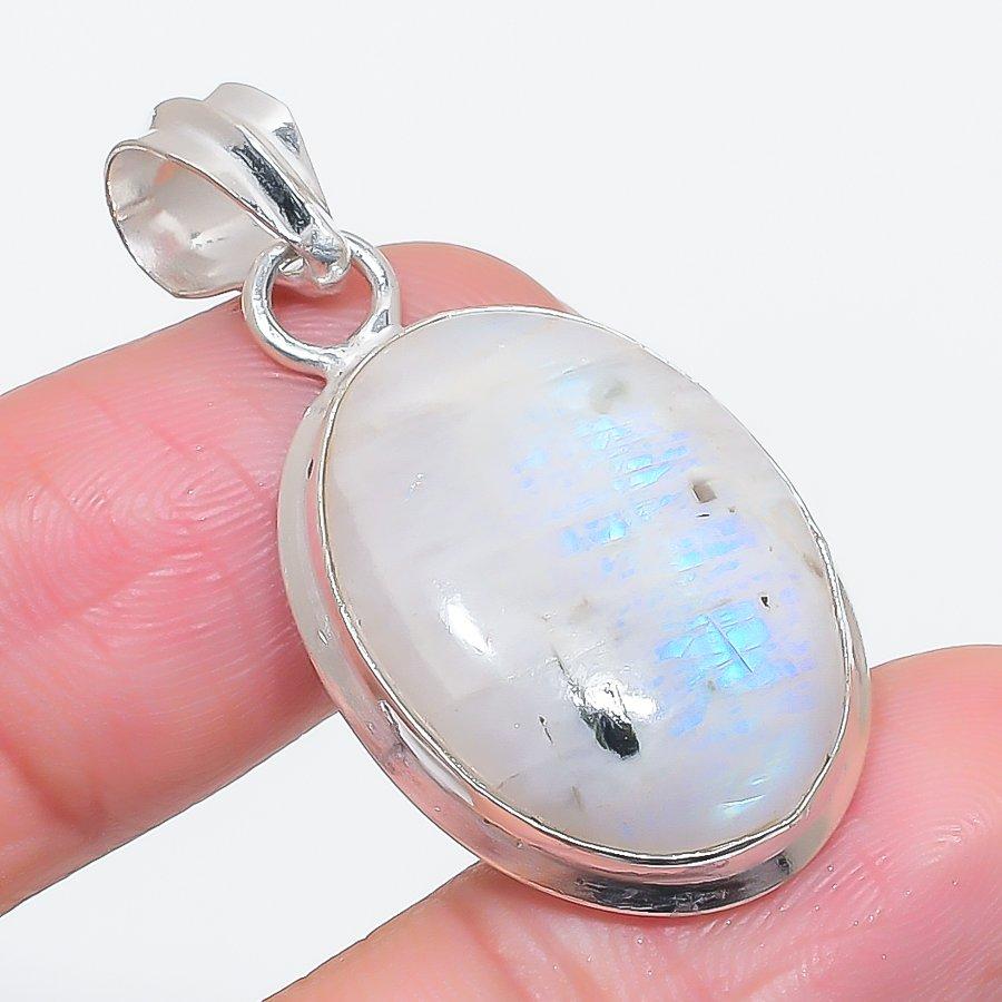 Moonstone Gemstone 925 Sterling Silver Jewelry Pendant 1.62"