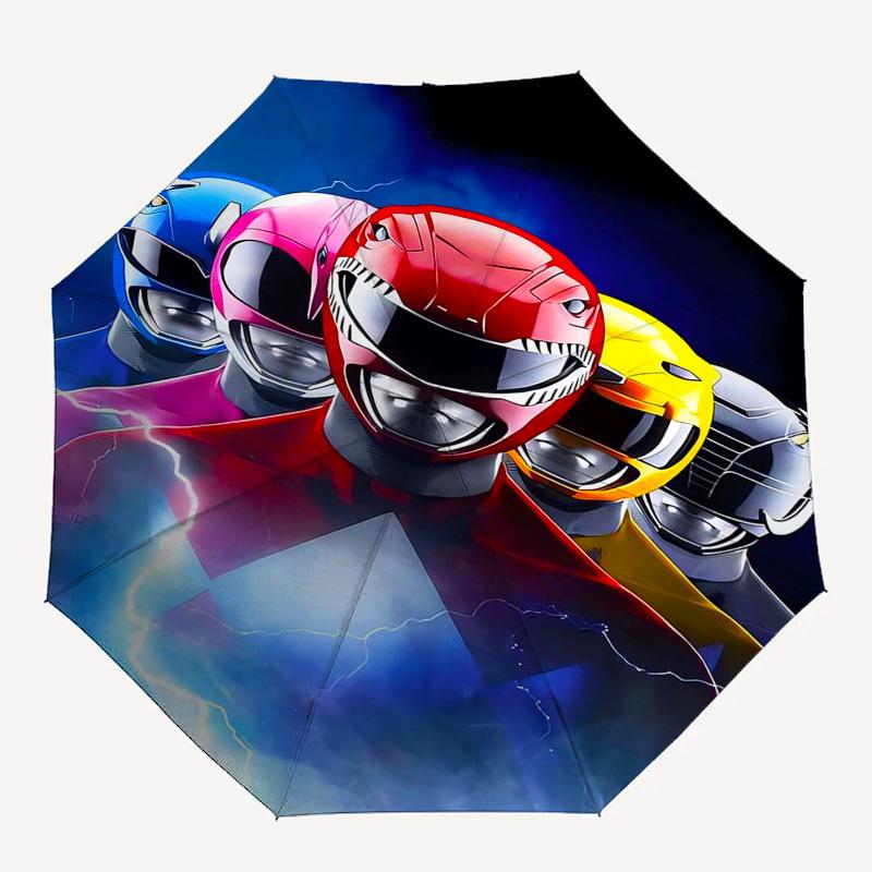 1pc Power Rangers Auto Open Close Umbrella - Portable Tri-Fold Design with 8-Bone Iron Frame - Outdoor for Fans, Travelers, Daily Use, Gift Idea.Q034