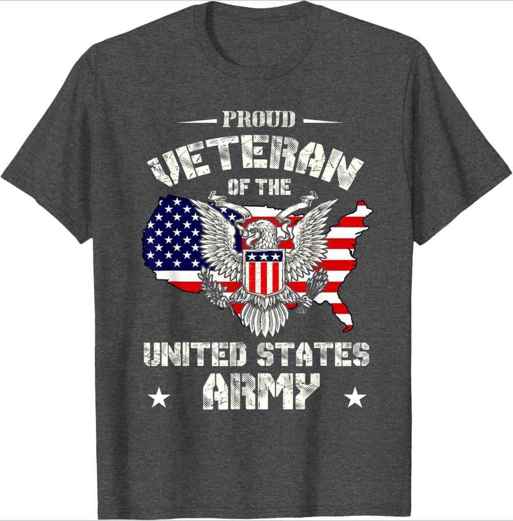 Proud Veteran of the US ArmyUSA Flag Soldier Veteran design100cotton summer Oneck short sleeve printed mens Tshirt