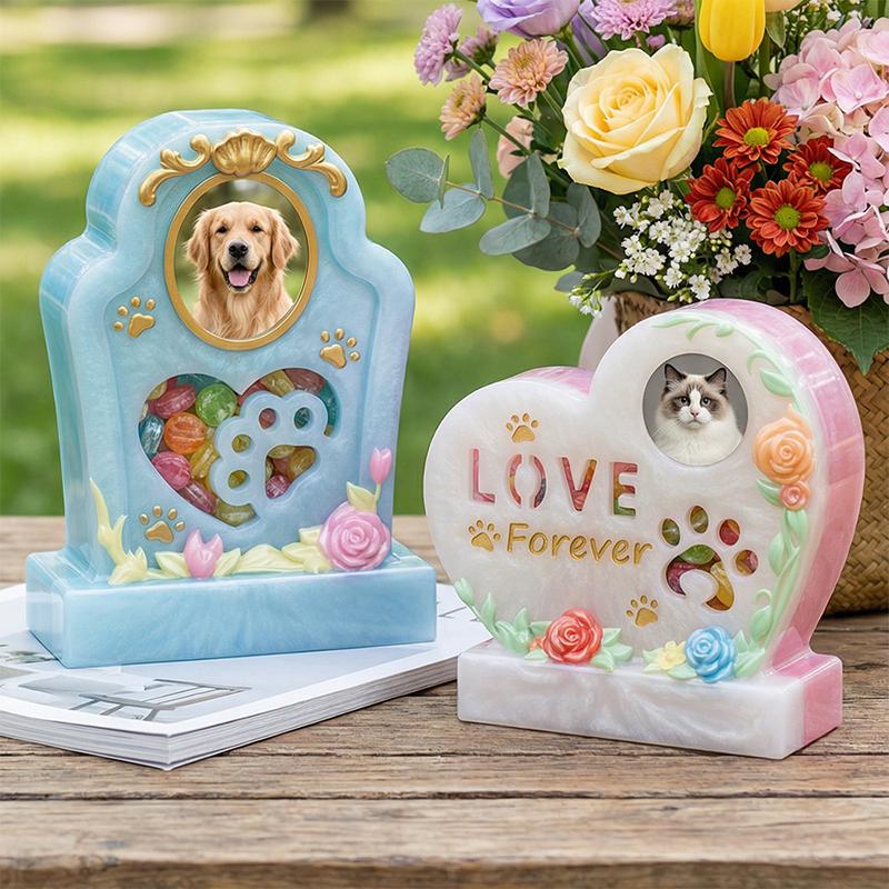 Diy Heart-Shaped Pet Photo Frame Epoxy Mold: Cat And Dog Pet Resting Tombstone Resin Plaster Ornament
