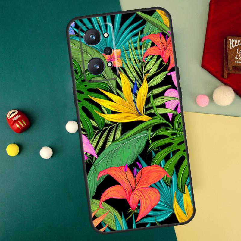Tropisches Blattmuster für Realme GT7 Pro 15 13 10 11 12 14 Pro Plus C55 C71 C75 C67 C63 C61 C53 C35 C65 GT6 Hülle