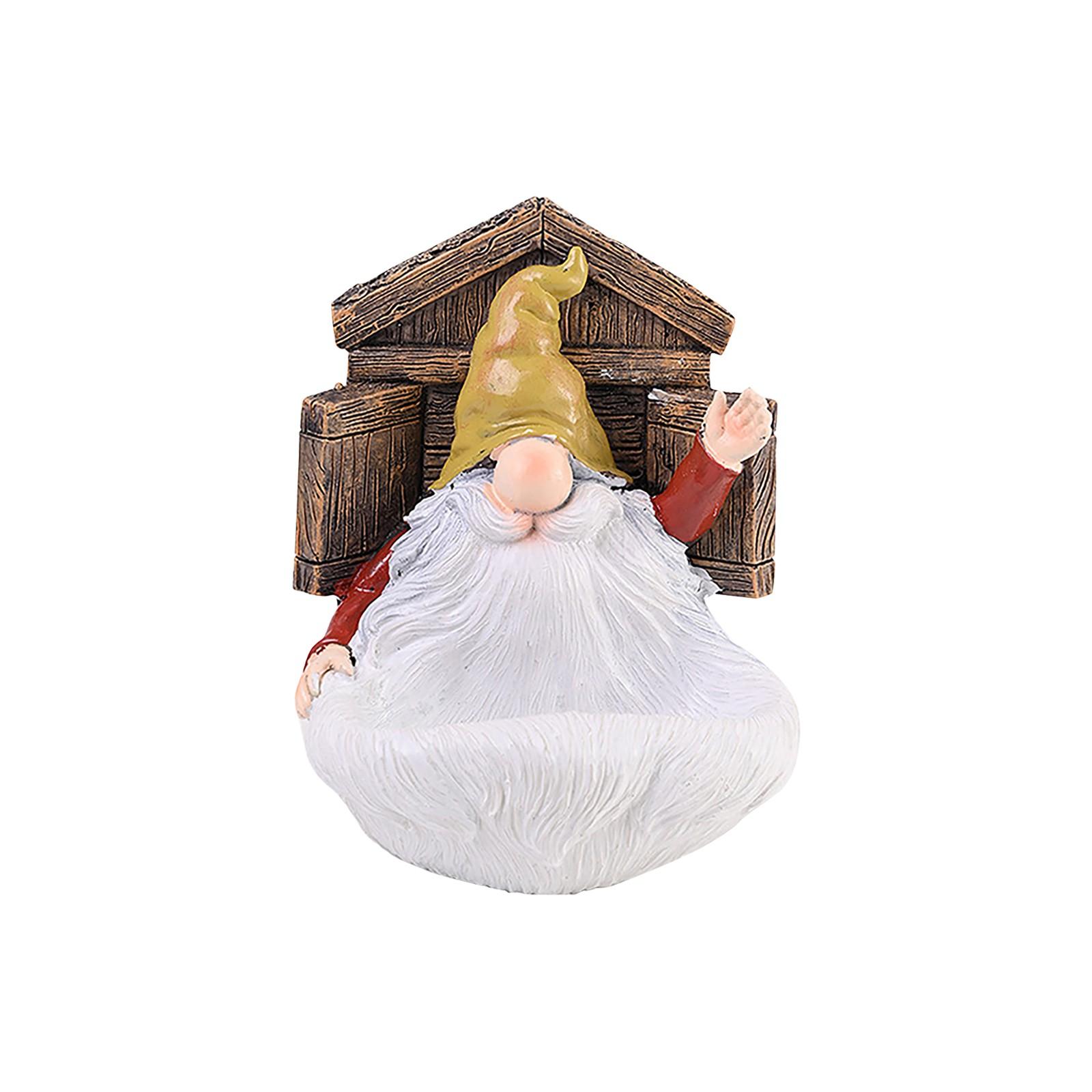 

Кормушка для птиц из смолы в виде гнома-гоблина, белая борода, украшение для двора, украшения для дома и сада, кормушка для птиц One Size