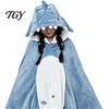 Cozy Sleep Wear Animal Wearable Blanket Hoodie, Adults Oversized Fleece Sweatshirt Comfortable Cape Sleepwear, Halloween Cosplay Costume Plush Hooded