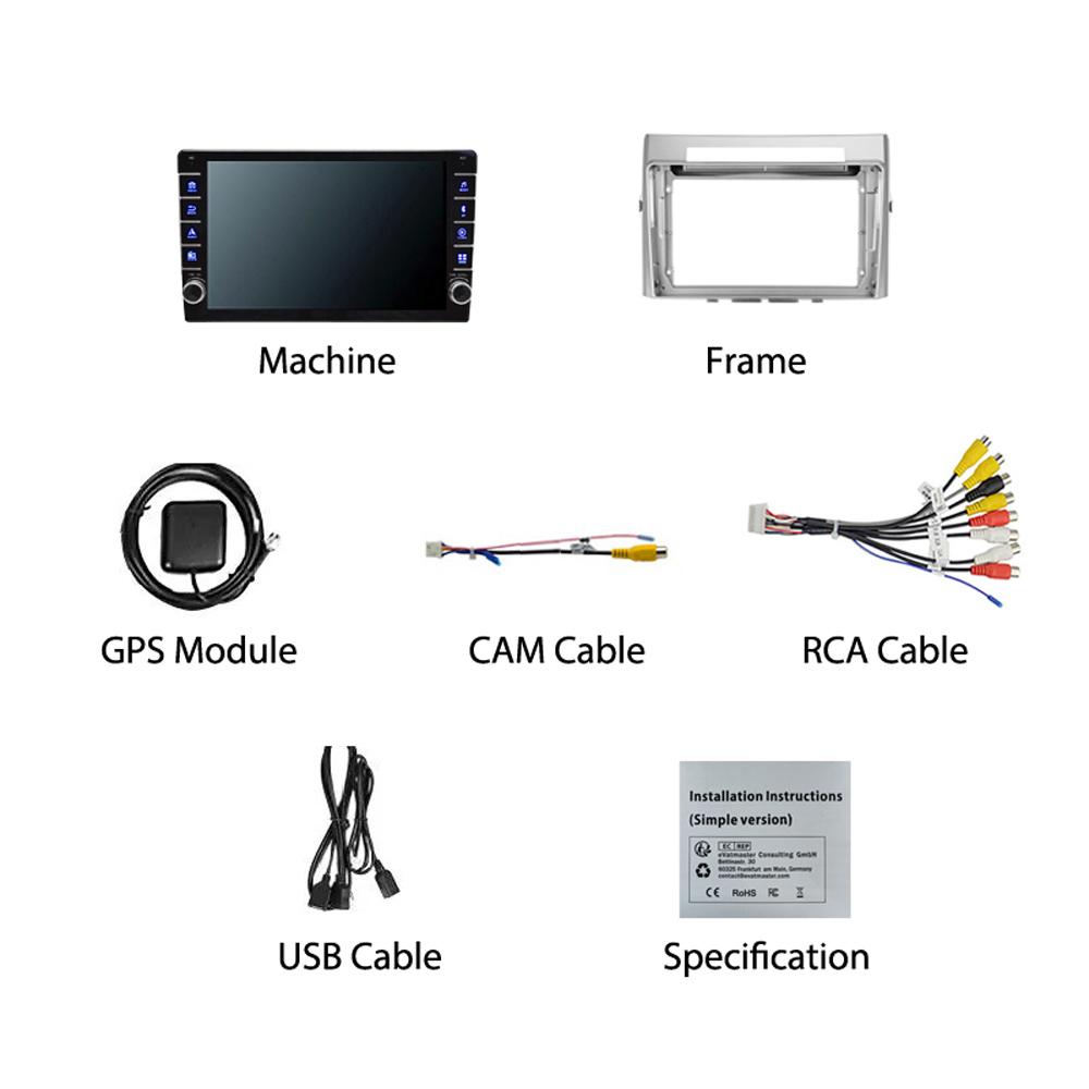 2Din Android autorádio Multimediální video přehrávač pro Toyota Corolla Verso 2004-2009 s knoflíkem WiFi 1+16GB