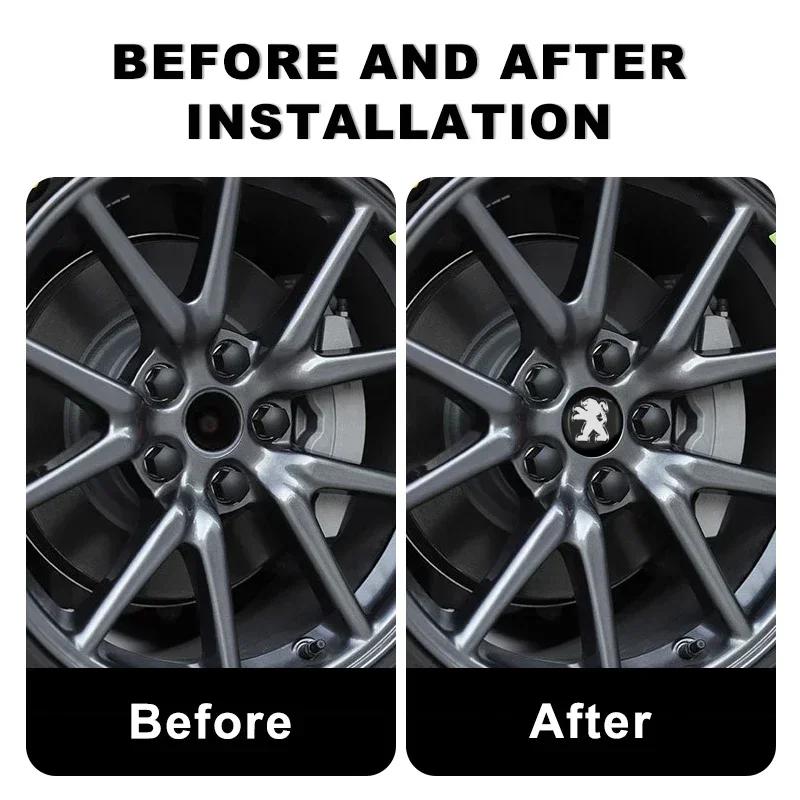 Car Sticker 4pcs 56+60mm Car Wheel Center Hub Caps Sticker Auto Emblem Badge For PEUGEOT 106 206 306 406 107 207 307 407 301 308