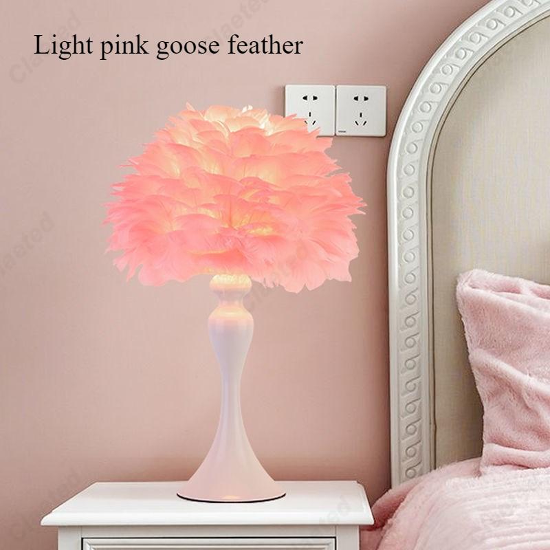 Kreative Neue LED-Feder-Tischlampe Schlafzimmer Nachttisch Warm Romantisch Dekorative Atmosphärenbeleuchtung Lampen
