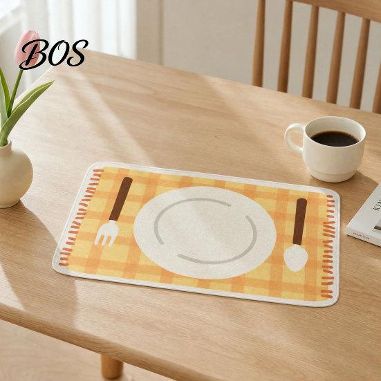 Cafe Style Placemats Rectangular Plaid Placemat, Heat Resistant Non-Slip Colorful Dining Cute Tableware Placemat Patterns, Artificial Leather