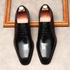 Italian Mens Dress Shoes Luxury Genuine Leather Summer 2025 New Style Fashion Square Toe Black Business Social Oxfords Shoes
