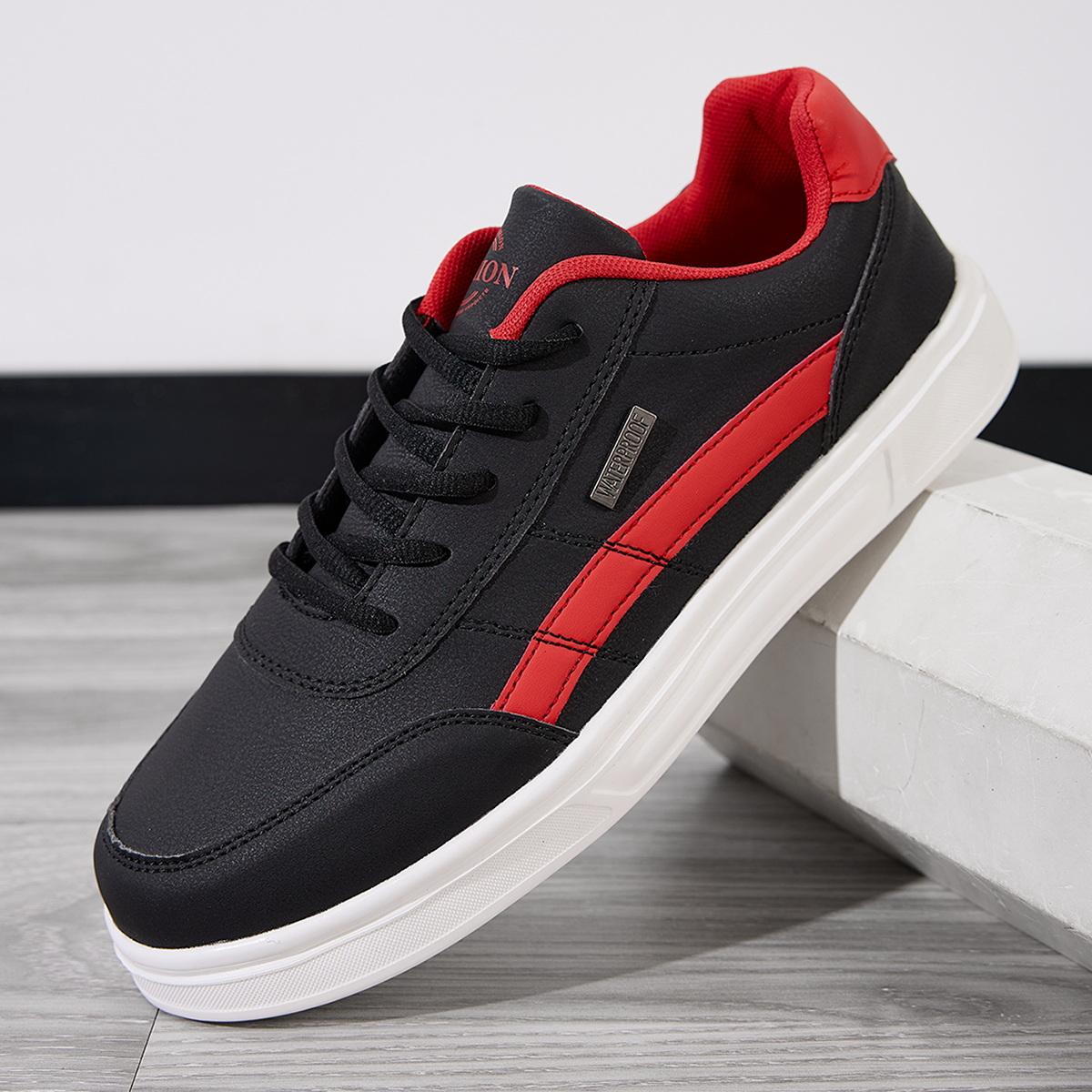 

Shoes for Men Leather Sneaker Waterproof Casual Comfortable Men s Sneaker Lace Up Footwear Vulcanized Man Shoe Masculino 39 чёрный