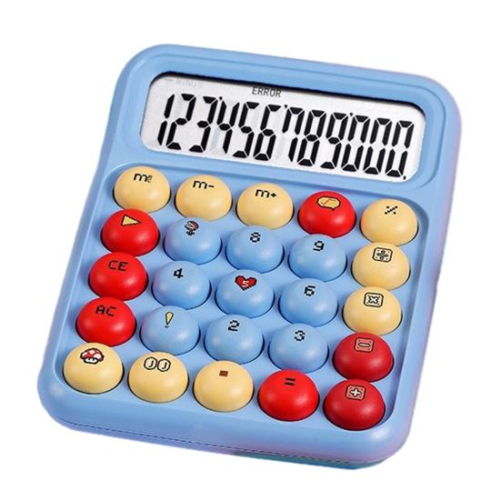 Cartoon Calculator with 12-Digit LCD Screen & Color-Coded Mechanical Keys Cute Desktop Calculator Portable Calculator for Office School Home