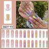 Flame Rainbow Press-On Nails Long Style INS Aesthetic Wearable Nail Tips With Glue Or Jelly Adhesive