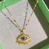 Elegant Demon Eye Pendant Necklace - Minimalist Design with Micro-Set Diamonds for Women