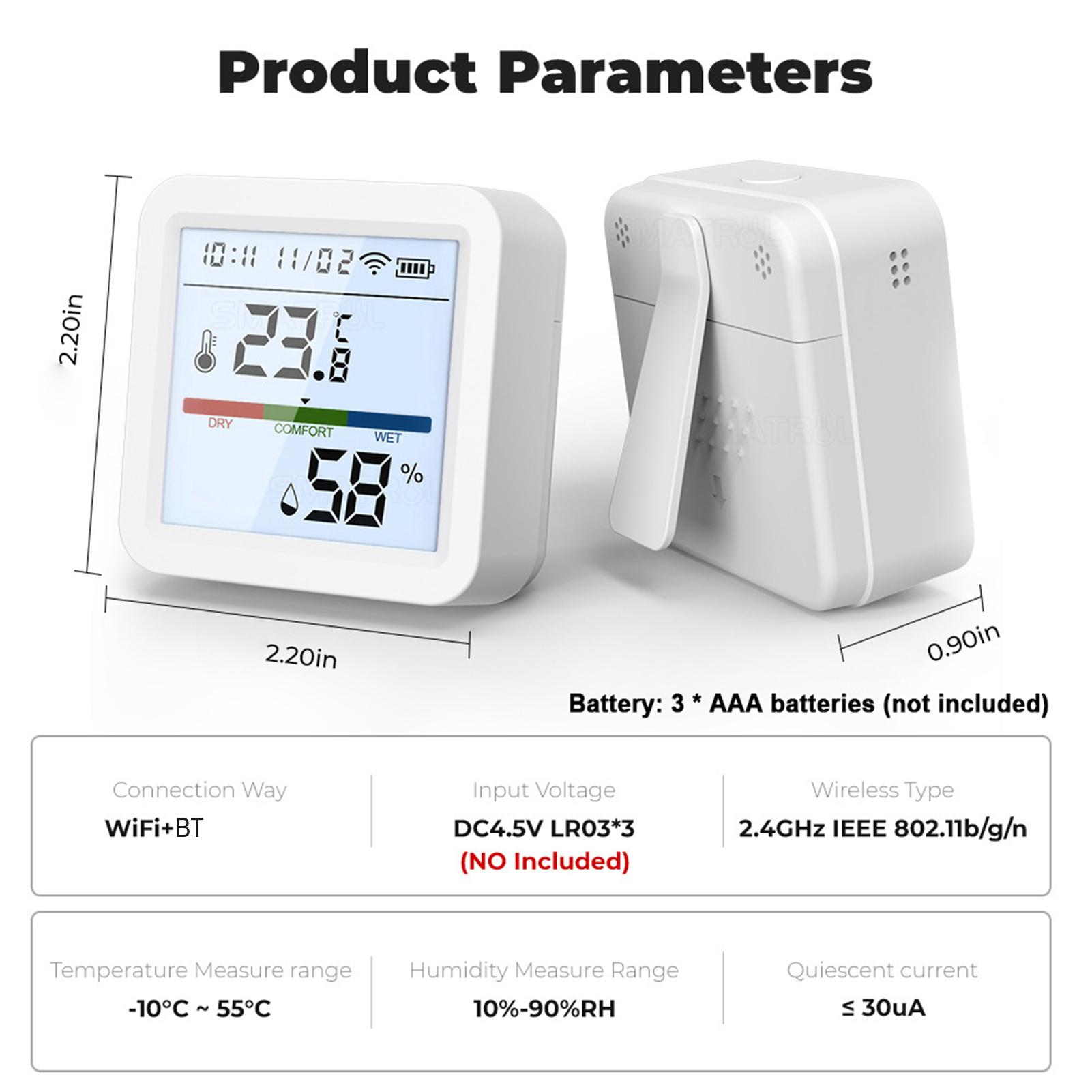 

Temperature Humidity LCD Backlight Display Mobilephone APP Remotely Control NaIntelligent Linkage Compatible with and Home for