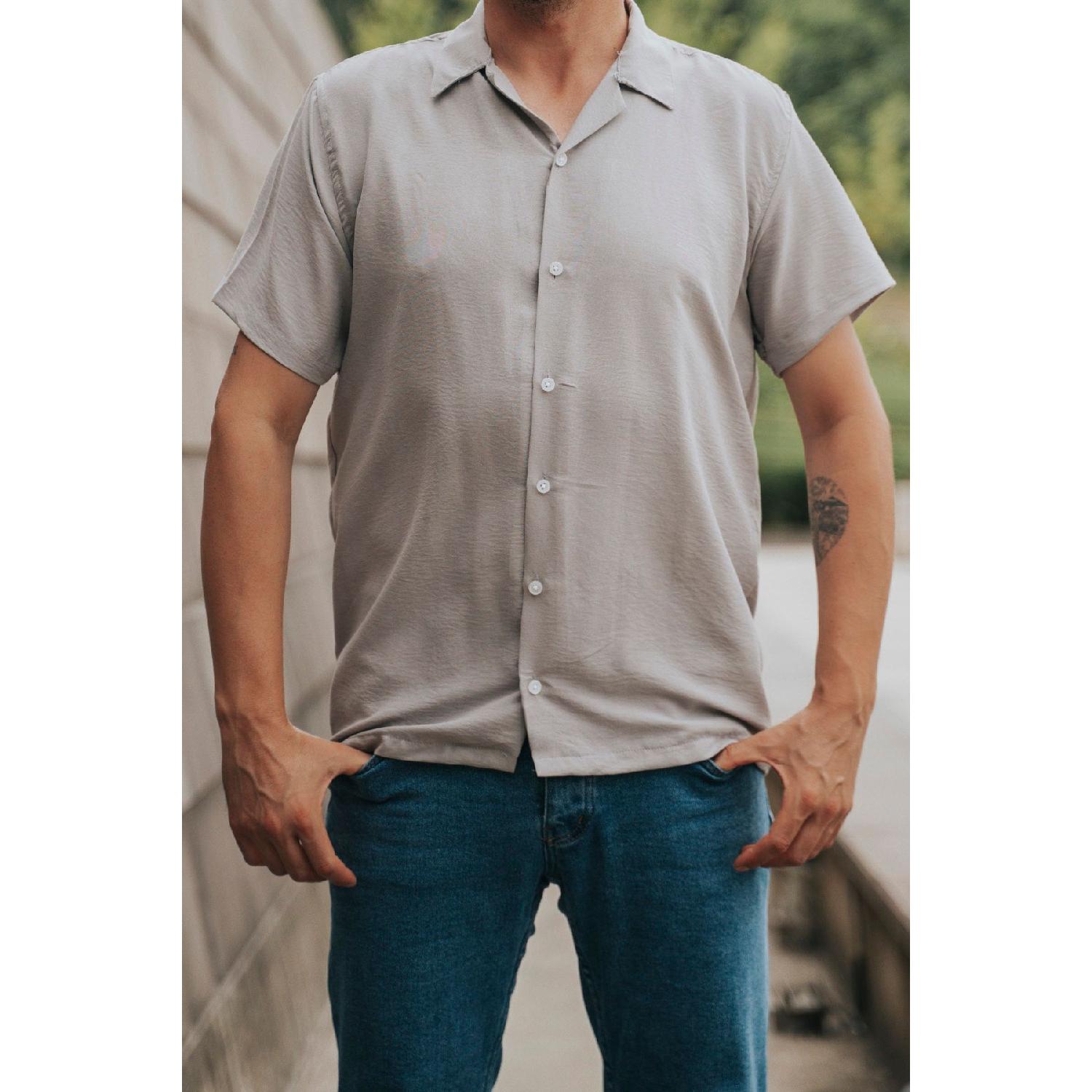 

Мужская рубашка с коротким рукавом Airobin серая M серый