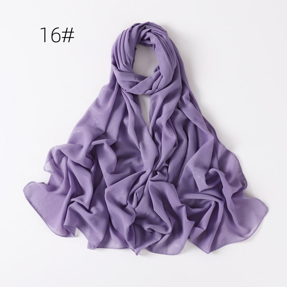 New Style Women's Silver Pearl Chiffon Long Scarf