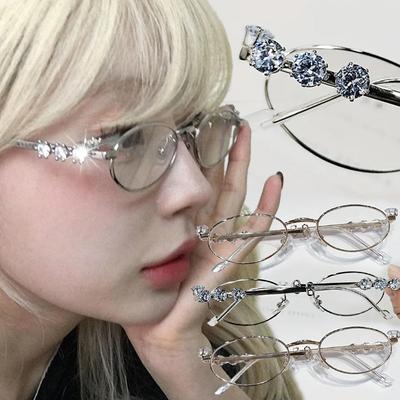 Metall Oval Schattierungen Damen Herren Strass Diamanten Sonnenbrille Unisex Bling Brillengestelle Uv400 Mode Brillen