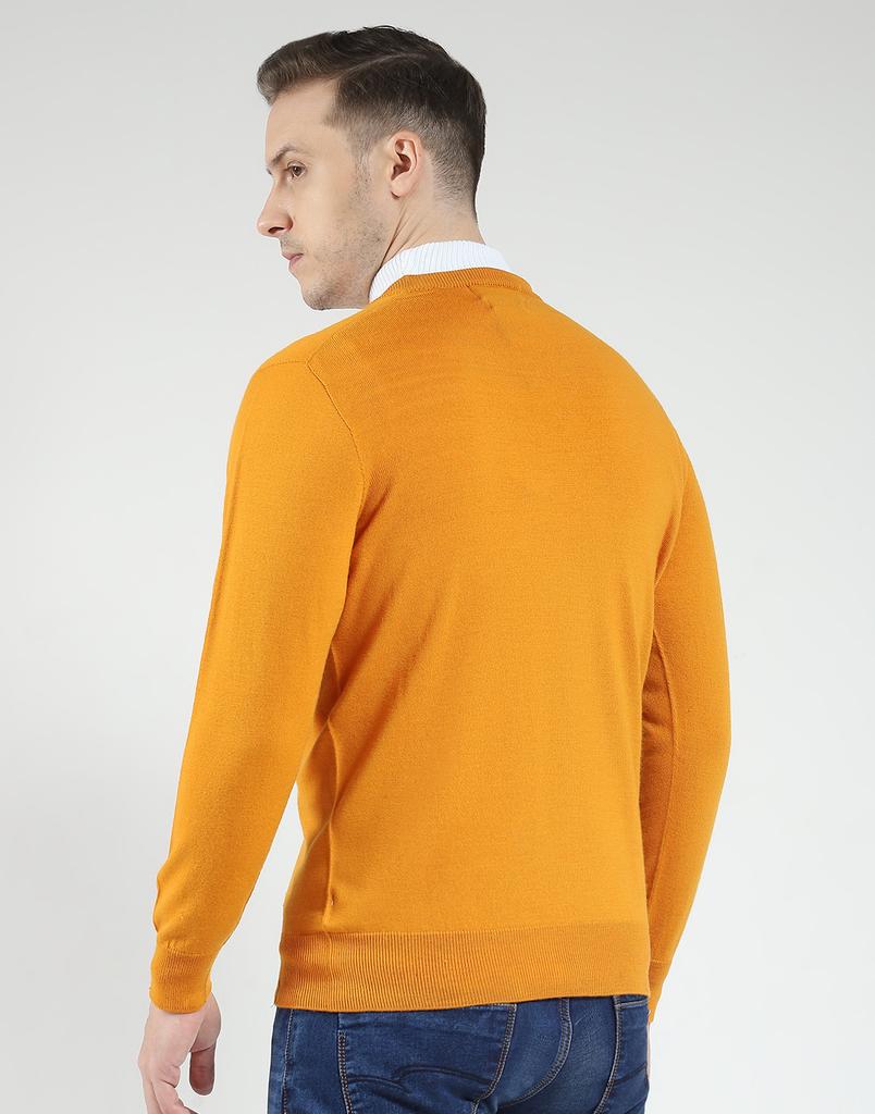 MONTE CARLO Men's Wool Full Sleeves Sweater | V-Neck | Regular Fit| Solid Pattern |Warm & Stylish Pullover Cardigan for Men