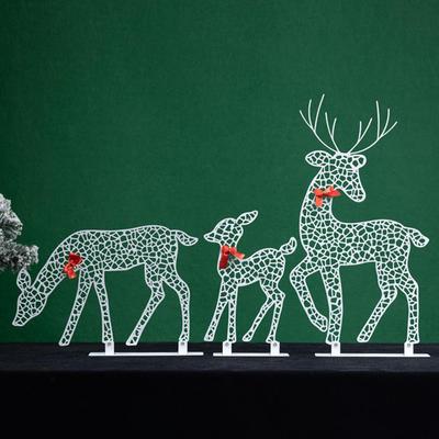 Rentier Rasendekoration Metallrahmen Rentier Ornamente LED Rentier Familie Set für Weihnachtsdekoration Eisen Hirsch Lichter für Garten