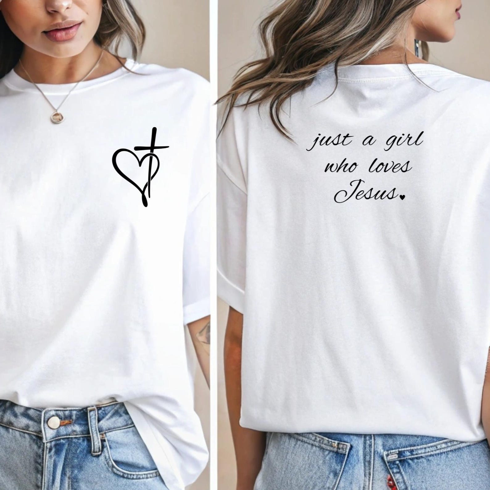 Just a Girl Who Loves Jesus Shirt, Christian Tee, Faith Clothing, Jesus Cross T-Shirt XL