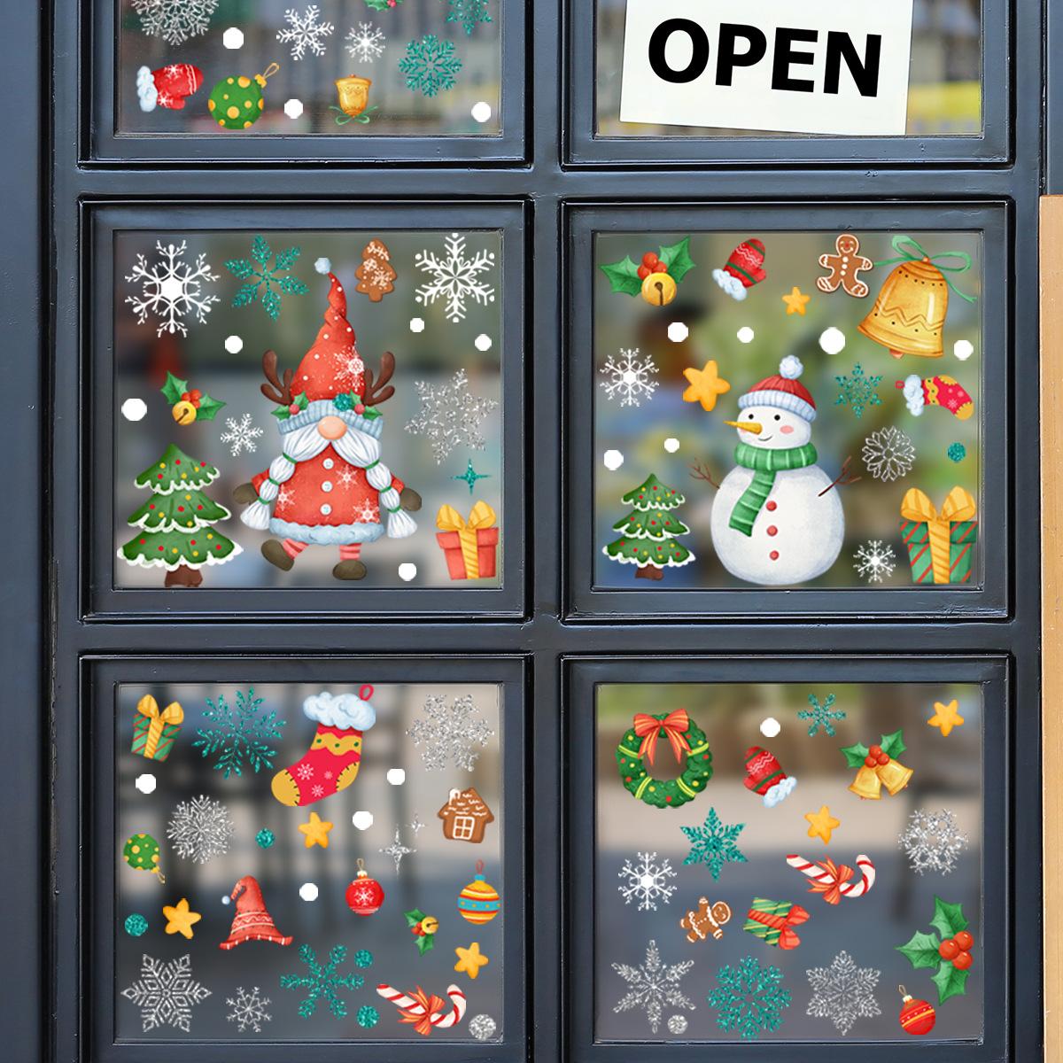 

Снежинка Санта-Клаус Рождественские наклейки на стену статическое стекло паста для окна двухсторонняя визуальная декоративная стена