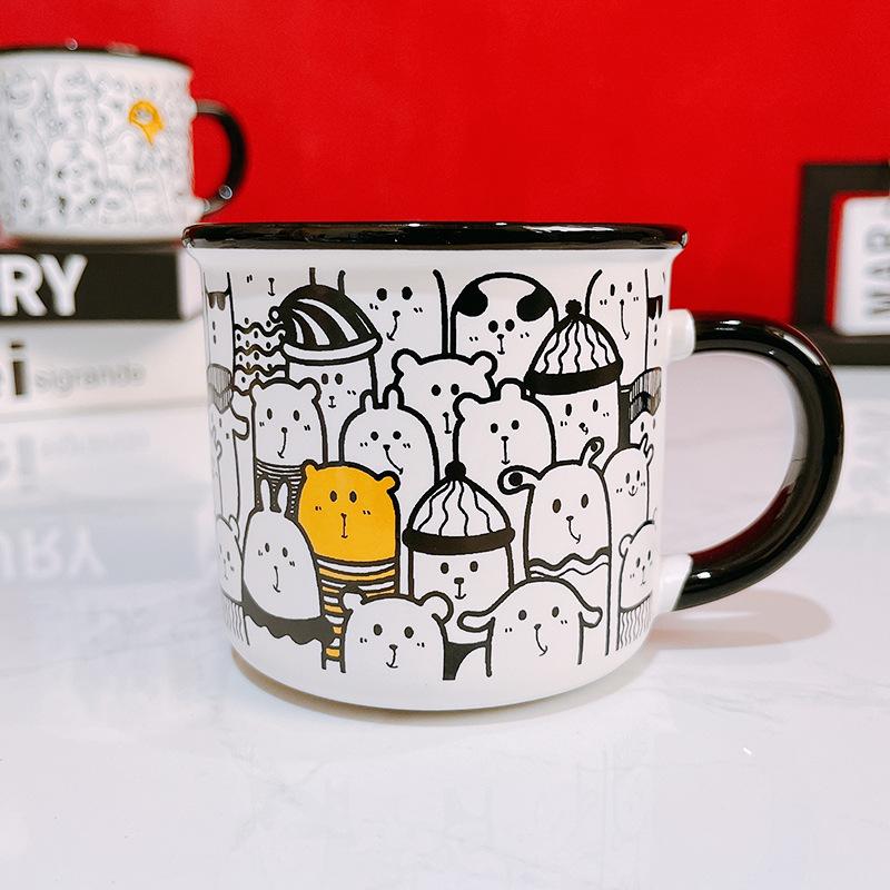 High Value Mug Stacked with Joy Smiley Cat Cartoon Ceramic Cup Milk Cup Breakfast Cup Student Gift