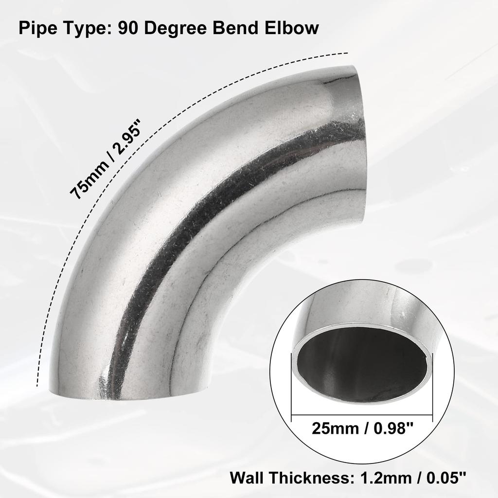 uxcell SS304 Stainless Steel Mandrel Bend Elbow, Exhaust Elbow Pipe, For Car Modified Exhaust