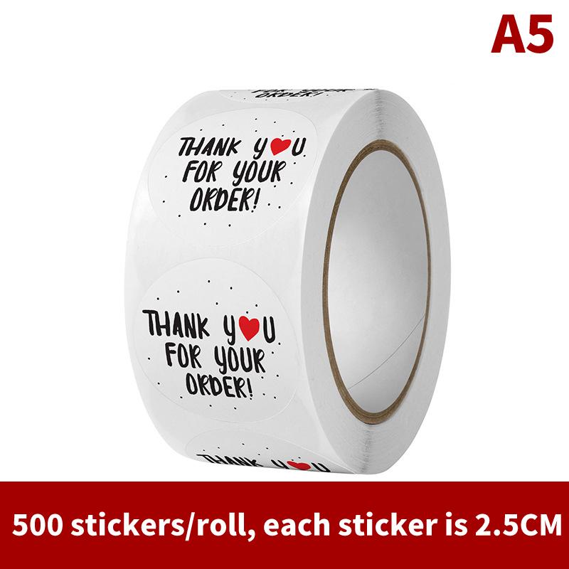 500Pcs /Roll 25Mm Black Thank You Stickers Kraft Paper Sticker For Baking Wedding Decor Birthday Party Gift Sealing Sticker