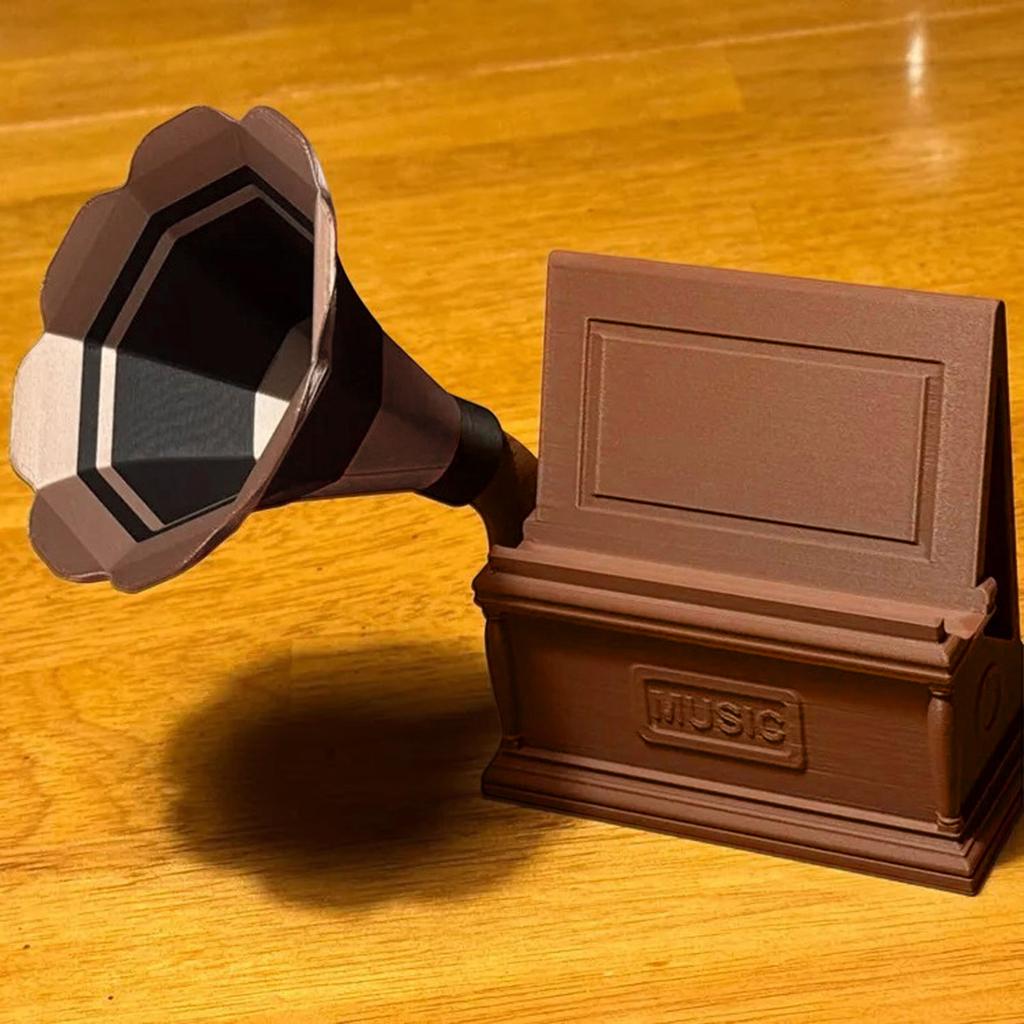 Stable Support Gramophone Style 2 Hole External Speaker Stand Easy Installation Vintaged Sound Desk Phone Stand