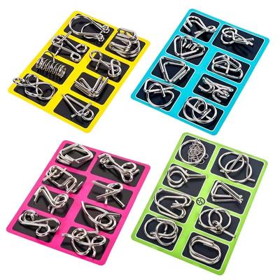 8pcs/Set Materials Metal Montessori Puzzle Wire IQ Mind Brain Teaser Puzzles Anti-Stress Toy
