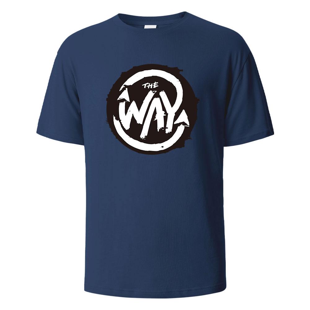 Herren bedrucktes T-Shirt The Way Streetwear 100% Baumwolle Oberteile für Herren Damen Sommer Atmungsaktiv Kurzarm Lässig Rundhals Basic T-Shirts