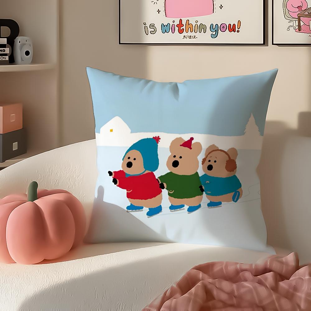 Cute Chubby Korean Cartoon DDinotaeng Cushion Cover Pillowcase Short Plush Invisible zipper Room Sofa Cushion Cover